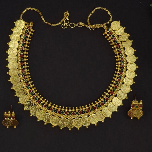 Traditional Gold Short Necklace - Kasu