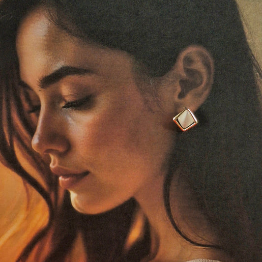 Rose Quartz Diamond Studs - Kaanke