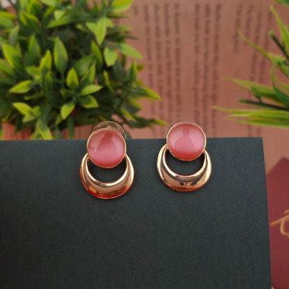 RoseGold Crescent Glow Studs - Kaanke