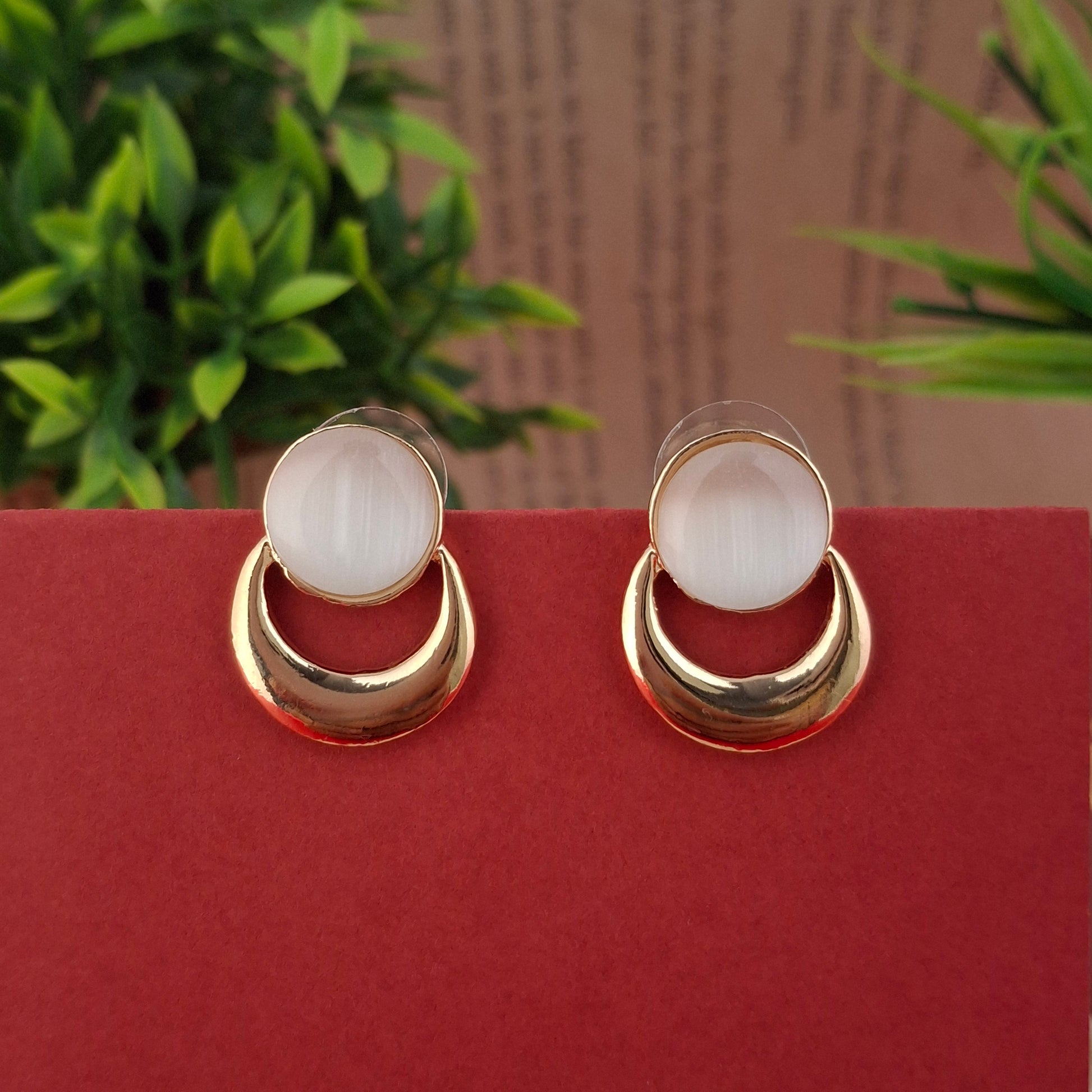 RoseGold Crescent Glow Studs - Kaanke