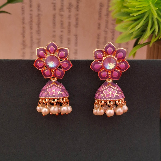 Rosette Floral Glow Jhumkas - Kaanke
