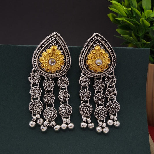 Royal Bloom Oxidized Earrings - Kaanke