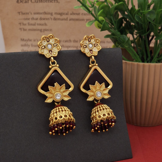 Ruby Blossom Jhumka Earrings - Kaanke