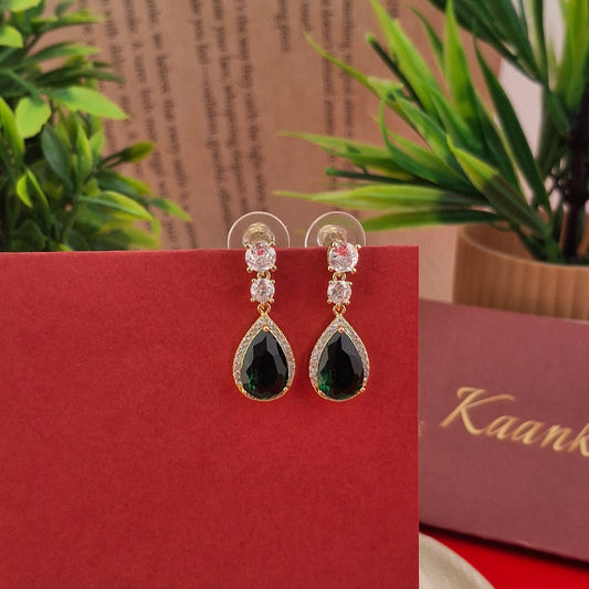 Single Crystal Tear Drop Earrings - Kaanke