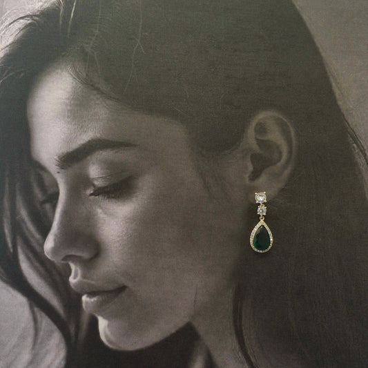 Single Crystal Tear Drop Earrings - Kaanke