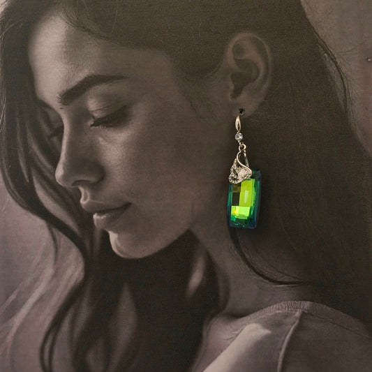 Swan Glow Crystal Dangler Earrings - Kaanke