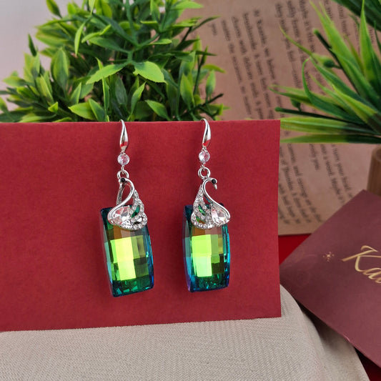 Swan Glow Crystal Dangler Earrings - Kaanke