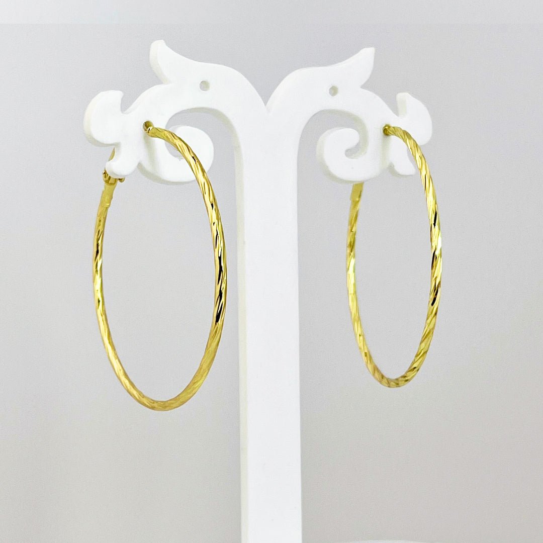 Textured Round Hoops – Lightweight Large Sized Earrings - Kaanke
