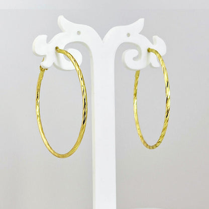 Textured Round Hoops – Lightweight Large Sized Earrings - Kaanke