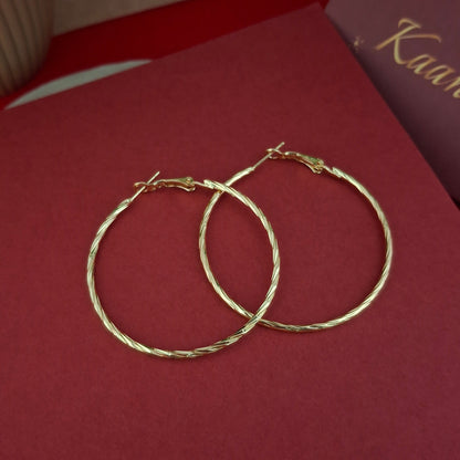 Textured Round Hoops – Lightweight Large Sized Earrings - Kaanke