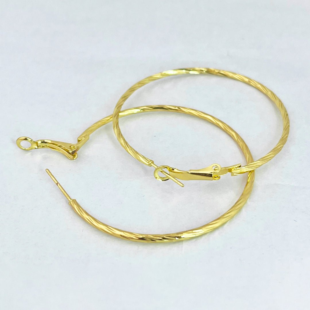 Textured Round Hoops – Lightweight Large Sized Earrings - Kaanke