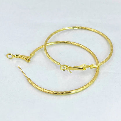 Textured Round Hoops – Lightweight Large Sized Earrings - Kaanke