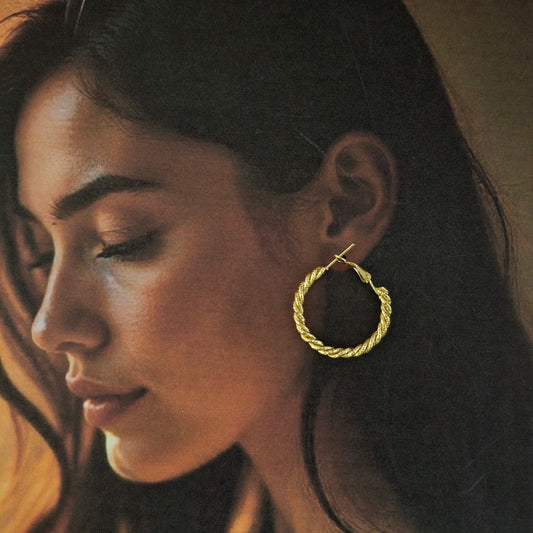 Textured Round Hoops – Lightweight Medium Sized Earrings - Kaanke
