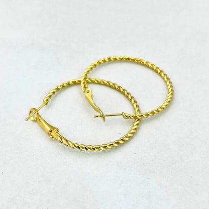 Twisted Gold Hoops – Lightweight Everyday Earrings - Kaanke
