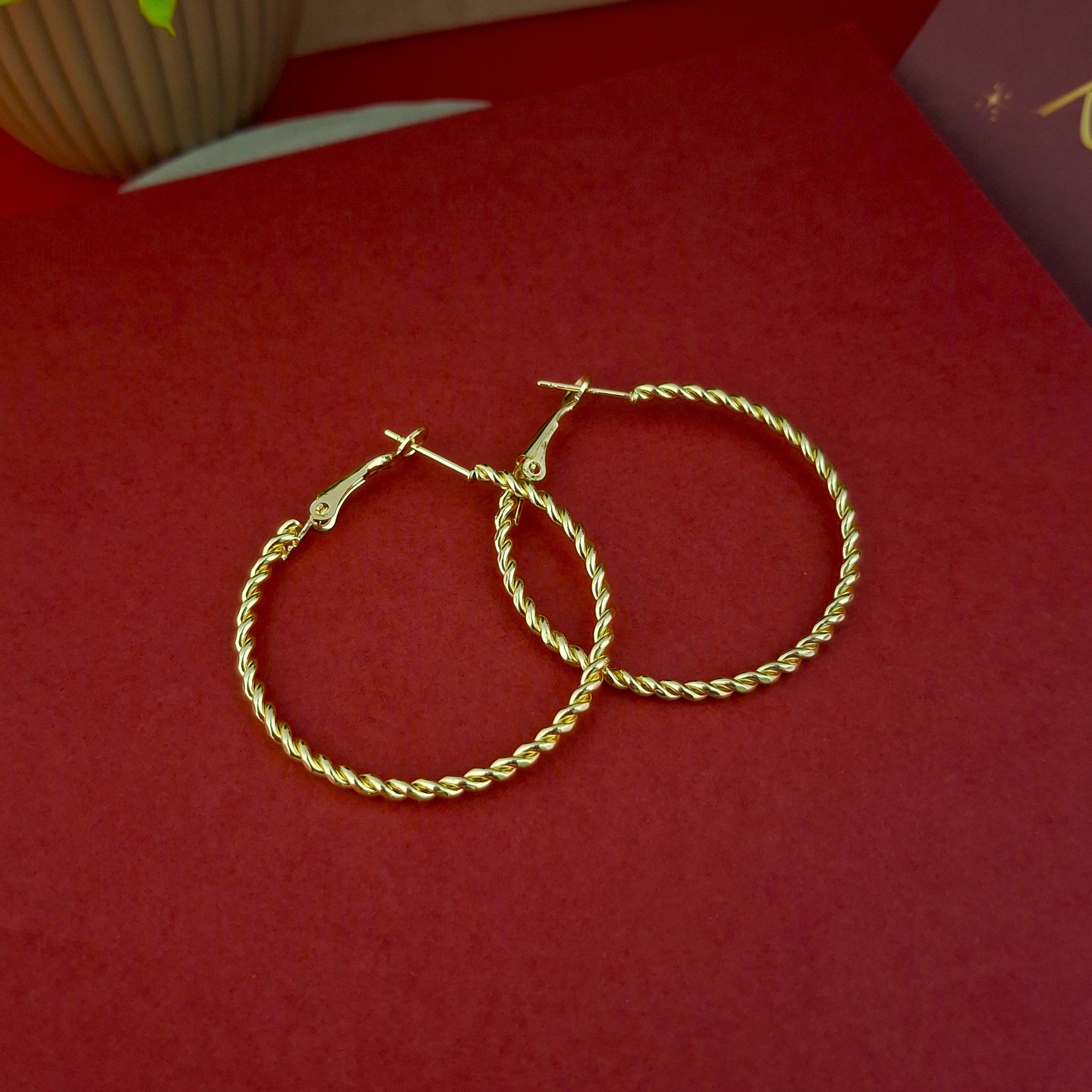 Twisted Gold Hoops – Lightweight Everyday Earrings - Kaanke