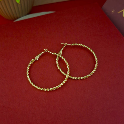 Twisted Gold Hoops – Lightweight Everyday Earrings - Kaanke