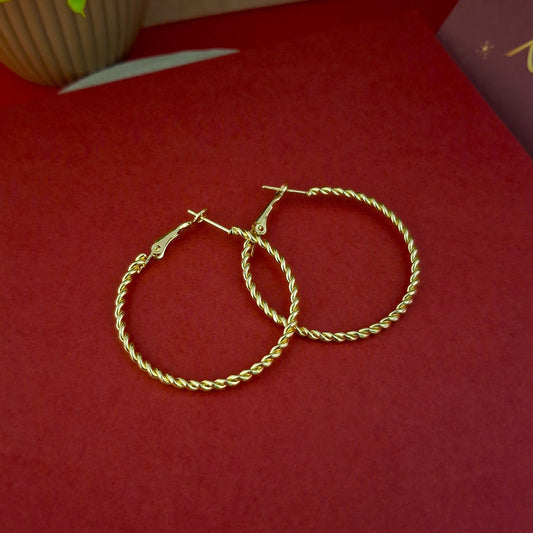 Twisted Gold Hoops – Lightweight Everyday Earrings - Kaanke