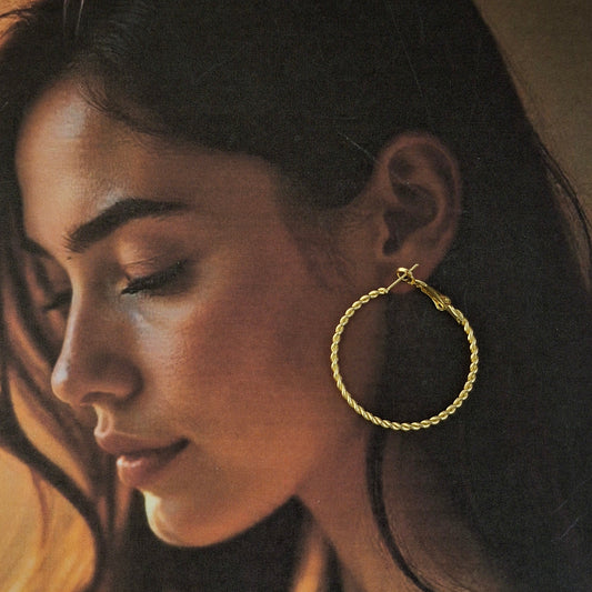 Twisted Gold Hoops – Lightweight Everyday Earrings - Kaanke