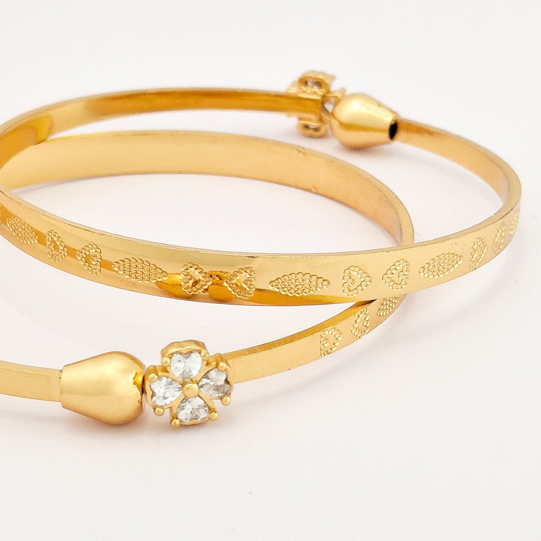 White Floral | Set Of 2 | 18k Gold Plated Adjustable Bracelet Bangles - Kaanke