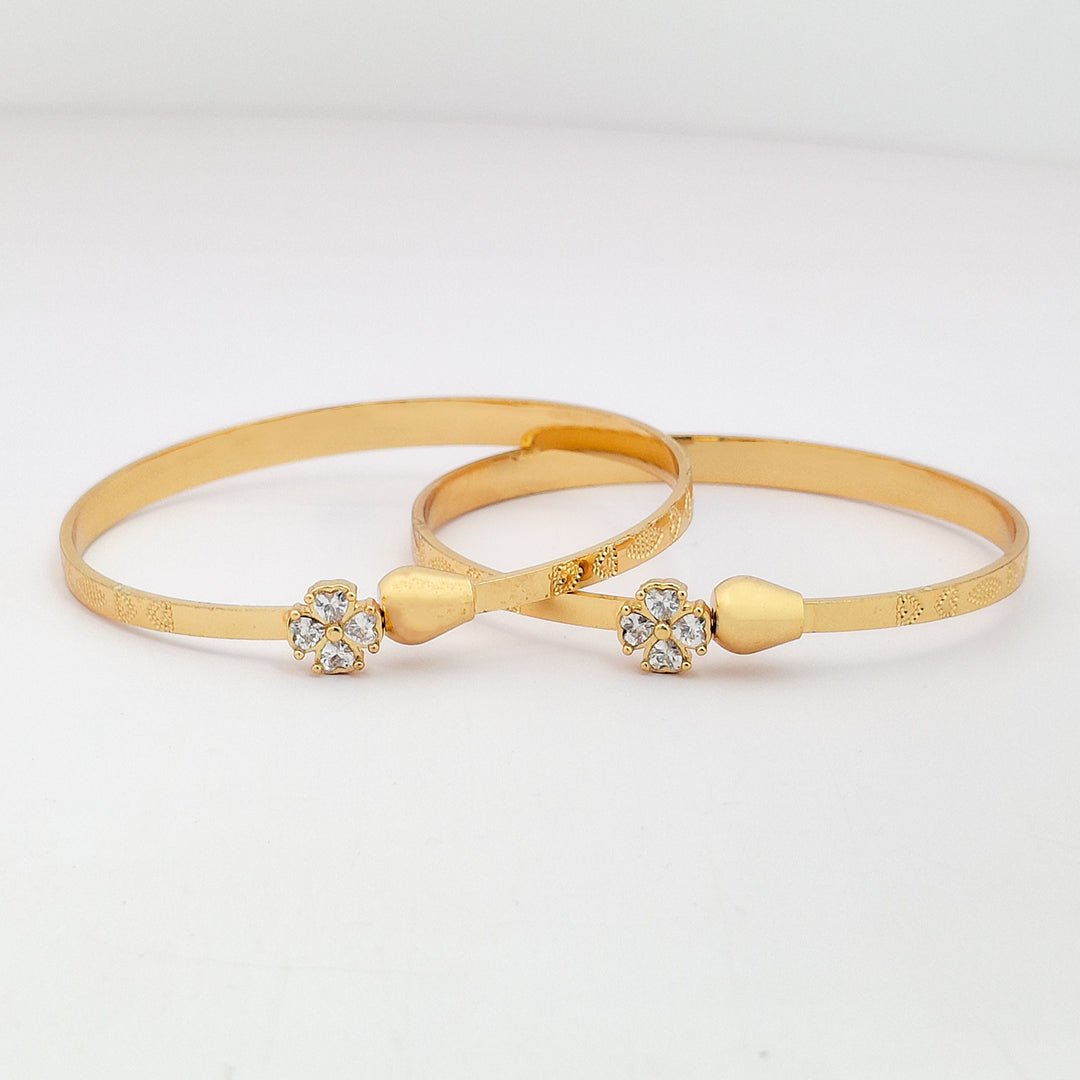 White Floral | Set Of 2 | 18k Gold Plated Adjustable Bracelet Bangles - Kaanke